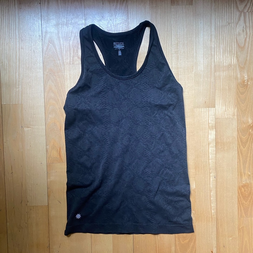 Athleta Black Printed Racer Back Tanktop